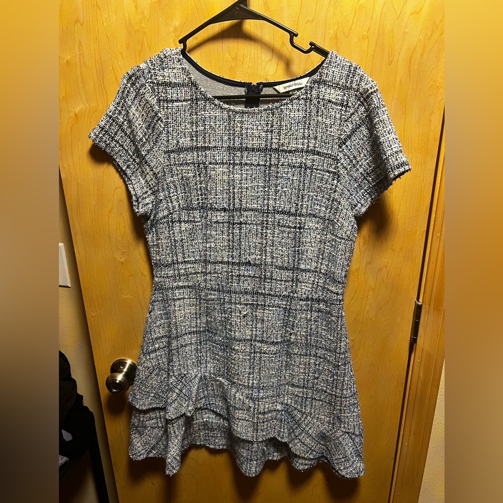 Juniors Blue Tweed Dress